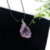 Natural Amethyst Crystal Pendant Wire Wrapped Raw Cluster Necklace Handmade Healing Gemstone Jewelry for Women Men Energy Gift