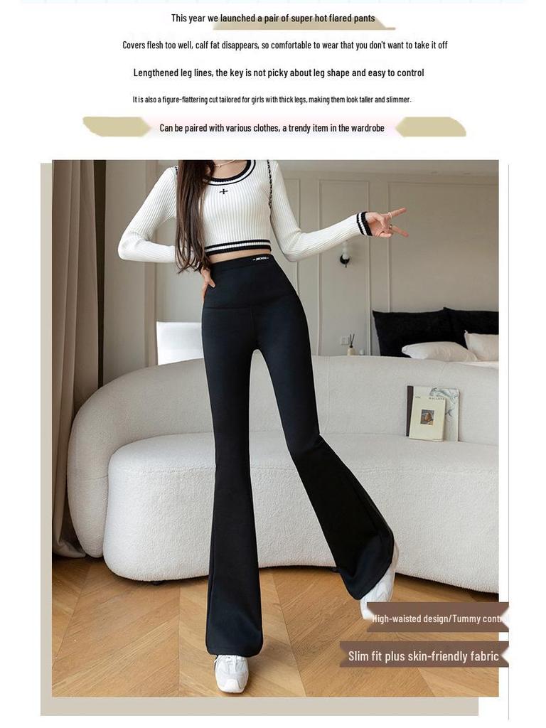 Women's Fleece-Lined High-Waisted Shark Flare Yoga Pants - Plus Size Warm Winter Leggings