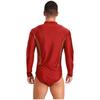 Mens Figure Skating Latin Dance Bodysuit V Neck Long Sleeve Sparkling Rhinestones Stage Performance Leotard