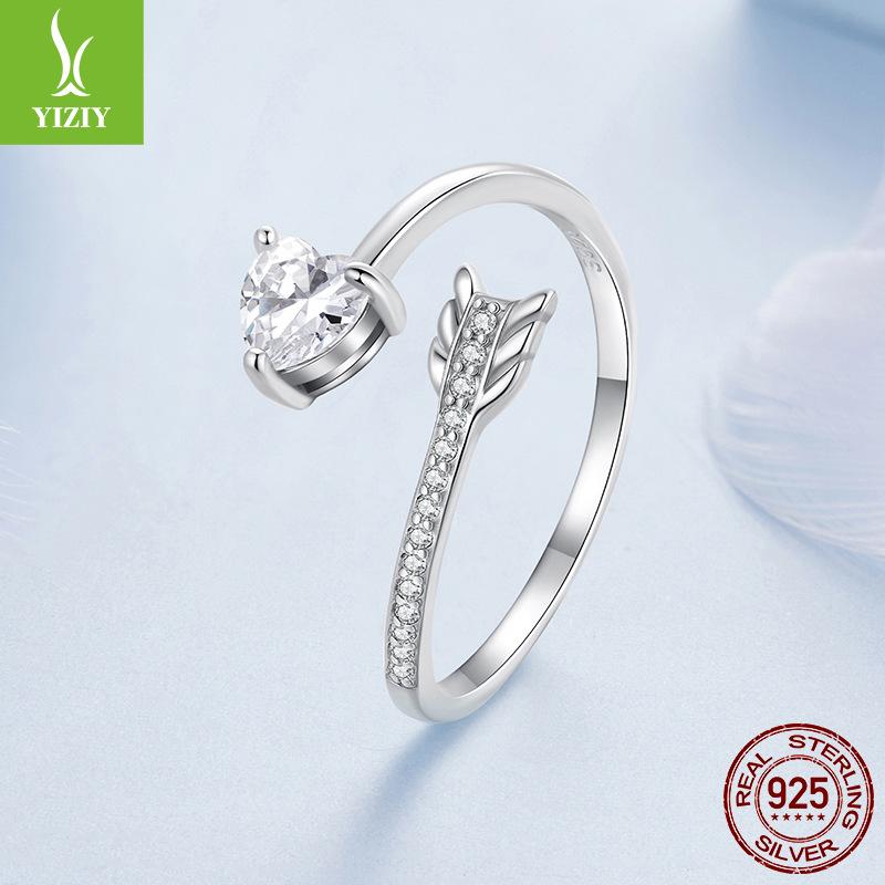 925 Silver Internet Celebrities Ins An Arrow Through The Heart Open Ring Fashion Personality Ring Women'S High-End Light Luxury