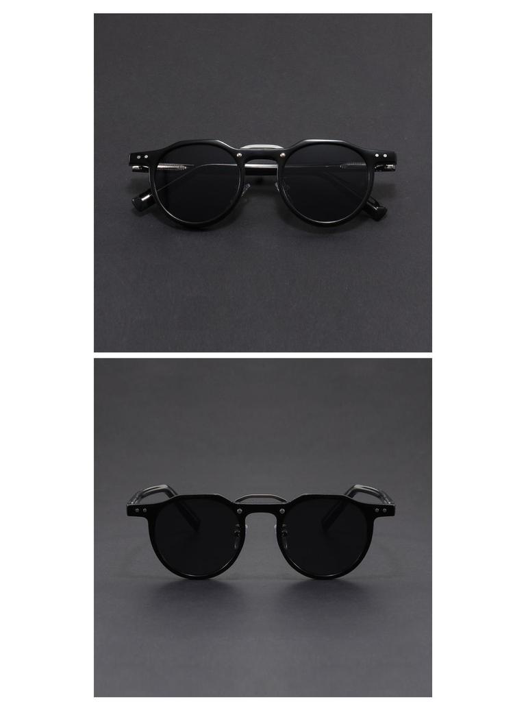 Small Round Frame Wood Grain Hip Hop Punk Sunglasses: European & American Street Style Fashion