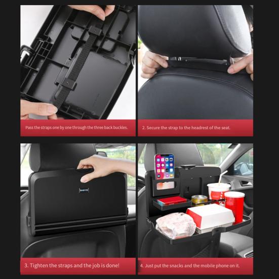 Car Multifunctional Folding Table, Stable Load-Bearing Anti-Tipping Foldable Auto Backseat Tray, Universal Backseat Meal Table for Meals Drinks