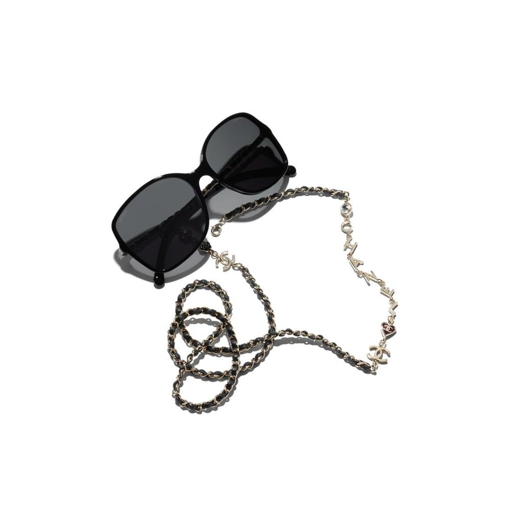 Chanel Logo Irregular Frame Sunglasses Unisex Sunglasses Black Q-C622/S4,A40911-X06074-S2214
