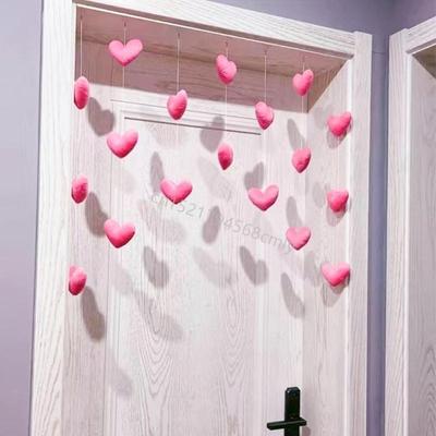 Heart Shaped Curtain Door Decoration Korean Lovely String Pendant Partition Door Decor with Hooks for Girls Room 6XDE
