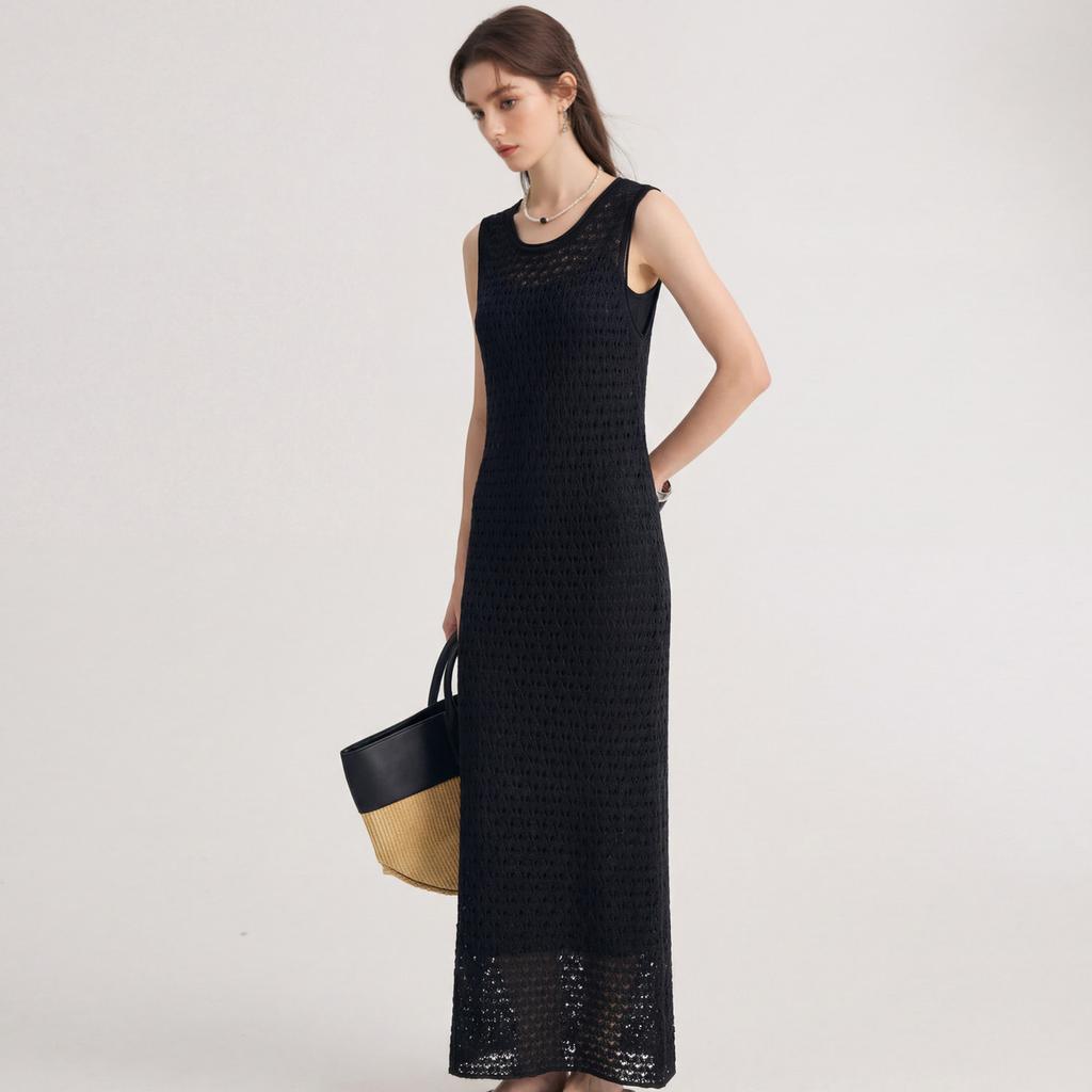Mulberry Silk & Linen 26 Summer Sleeveless Knitted Long Dress