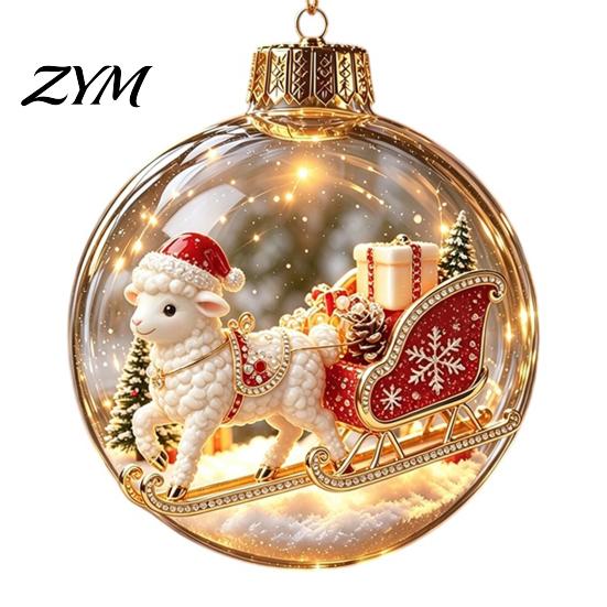 Indoor Outdoor Xmas Decor Glowing Christmas Story Ornament, Light?Up Mini Holiday Scene Hanging Ball with Warm Seasonal Home Accents LED Light,