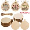 10/20/30X Christmas Wooden Craft Decor Hanging Bauble Blank Shapes Tree Props