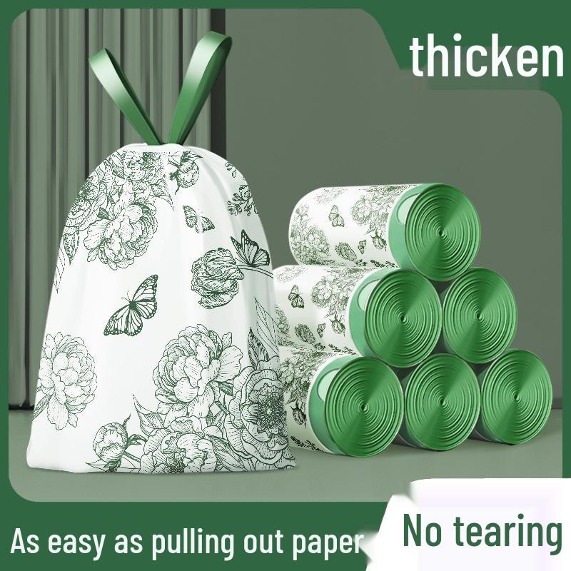 Mugwort Scented Extra-Thick Disposable Kitchen and Dorm Garbage Bags with Drawstring - Large and Portable