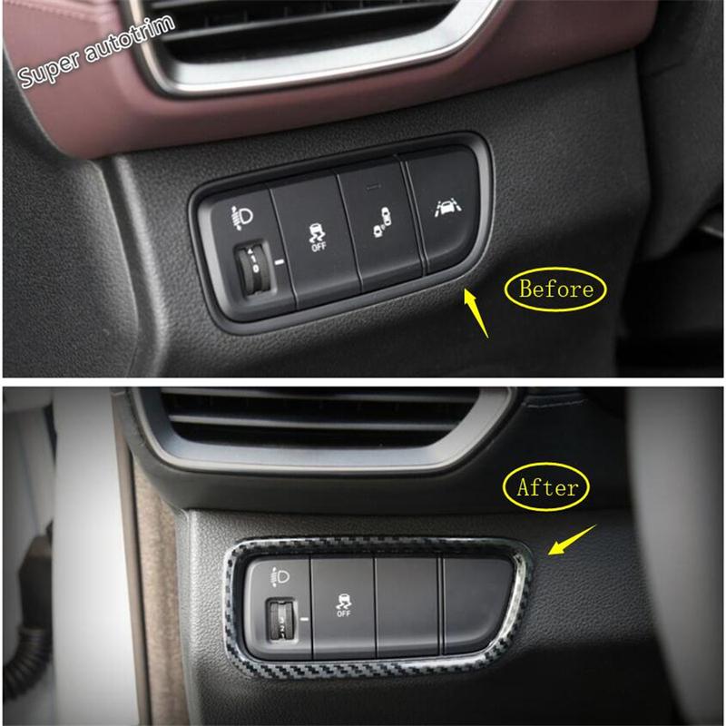 Car Head Lights Lamps Switch Button Panel Cover Trim Fit For Hyundai Santa Fe  -  ABS Carbon Fiber Accessories Interior