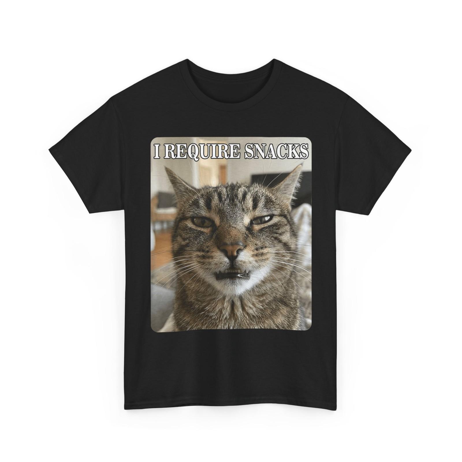 Cat Meme Shirt, I Require Snacks Cat Sarcasm Lovers Funny T-Shirt S