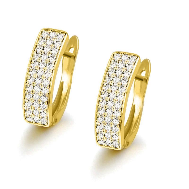 Paved Clear Stone Huggie Hoop Earrings for Women Elegant Gold Tone Earrings for Daily Party and Wedding Jewelry