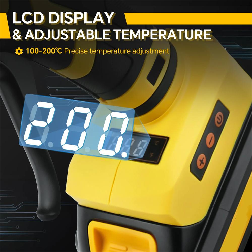 100W Cordless Glue Gun LCD Digital Display for Dewalt 20V Battery (No Battery)
