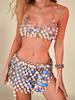 New Arrival Beach Summer Sexy Nightclub Party Colorful Geometric Pattern Hoop Sequin Bustier Chain Top Chainmail Body Chain Set