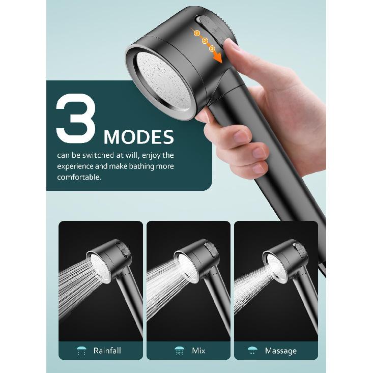 Filtered Shower Head with Handheld, High Pressure Shower Heads with 3 Spray, Showerhead with Filters Hand held for Hard Water, Remove Chlorine