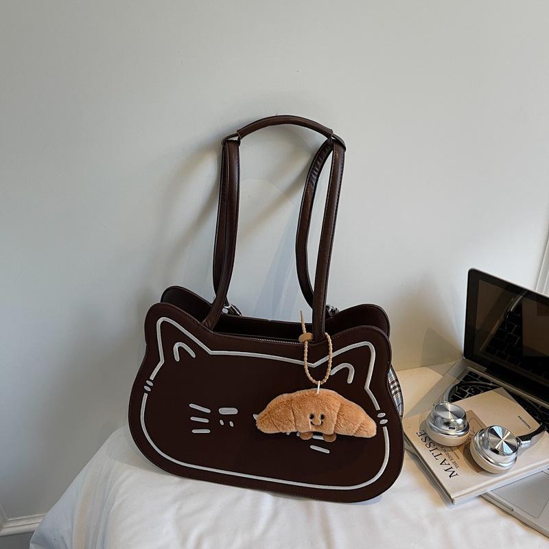 

Милый персонаж забавный плечевой рюкзак 2025 осень новый модный тренд простой большая вместимость сумка-мессенджер на плечо no pendant темно-коричневого