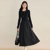 Le Tine Bow Collar Patchwork A-Line Dress