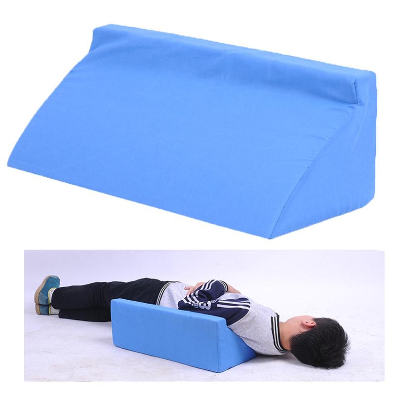 Bed Wedge Pillow Blue Triangle Foam Concealed Zip Removable Washable Sleeping Pillow for Back Suppor