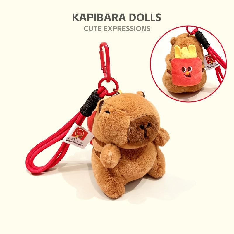 Adorable Capybara Plush Food Toy Keychain Pendant - Cute Backpack Accessory & Gift