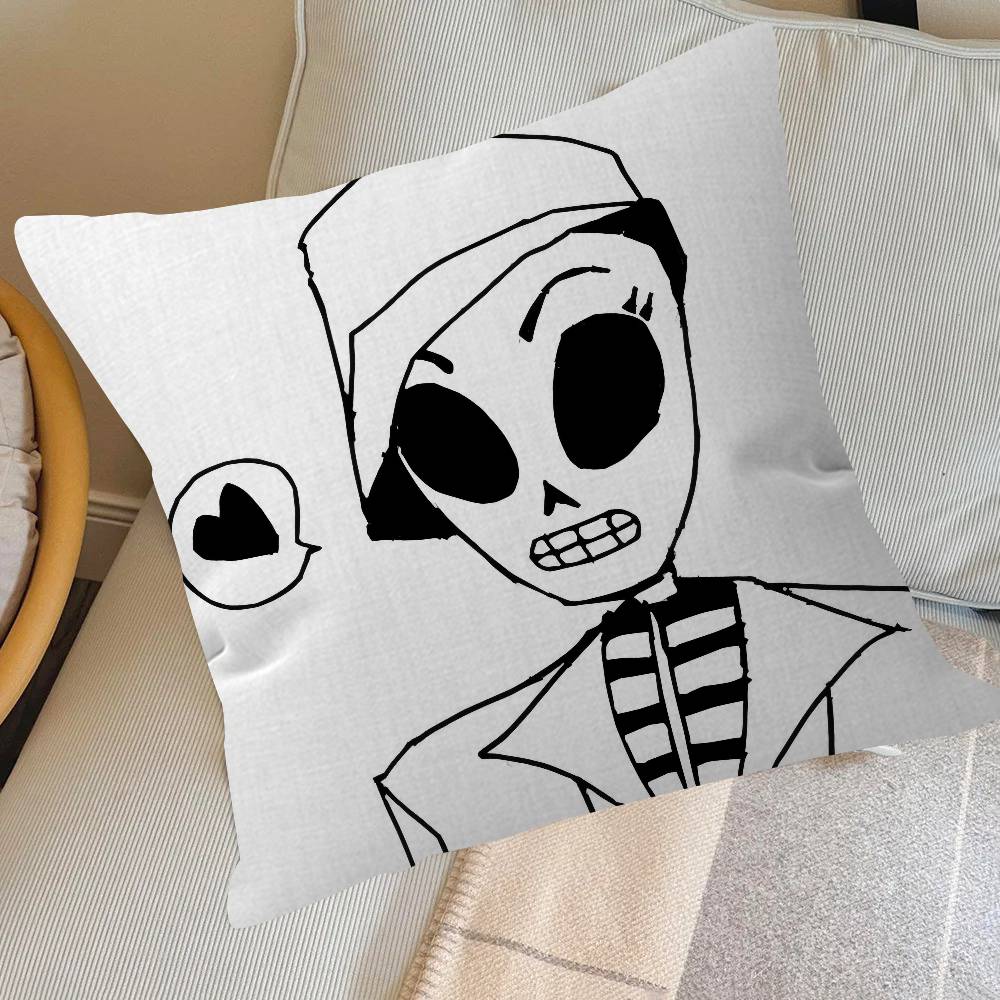 Pillow Covers Cartoon Sofa Decorative Home Double-Sided Printing Short Plush Cute Cushion Cover Classic G-G-Grim Fandango Game