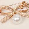 Brooch Pin Pin, Bow Shape Alloy Lapel with Imitation Pearl, Everyday Wear Electroplating Anti-Oxidation Badge for Coats Shirts Bags Daily Accessories