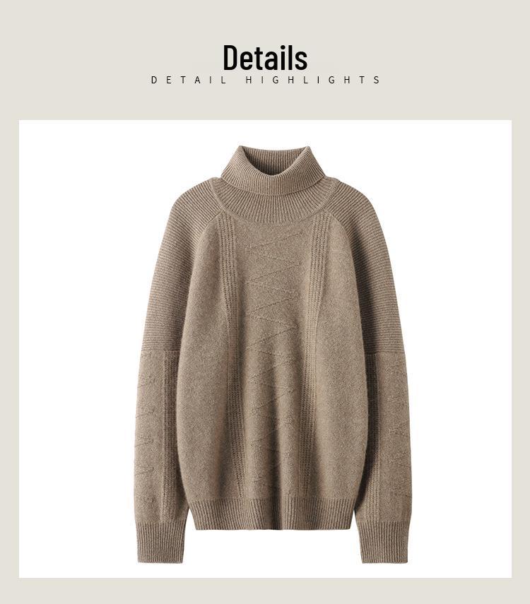 2025 Autumn/Winter Women's High Neck Cashmere Stripe Sweater