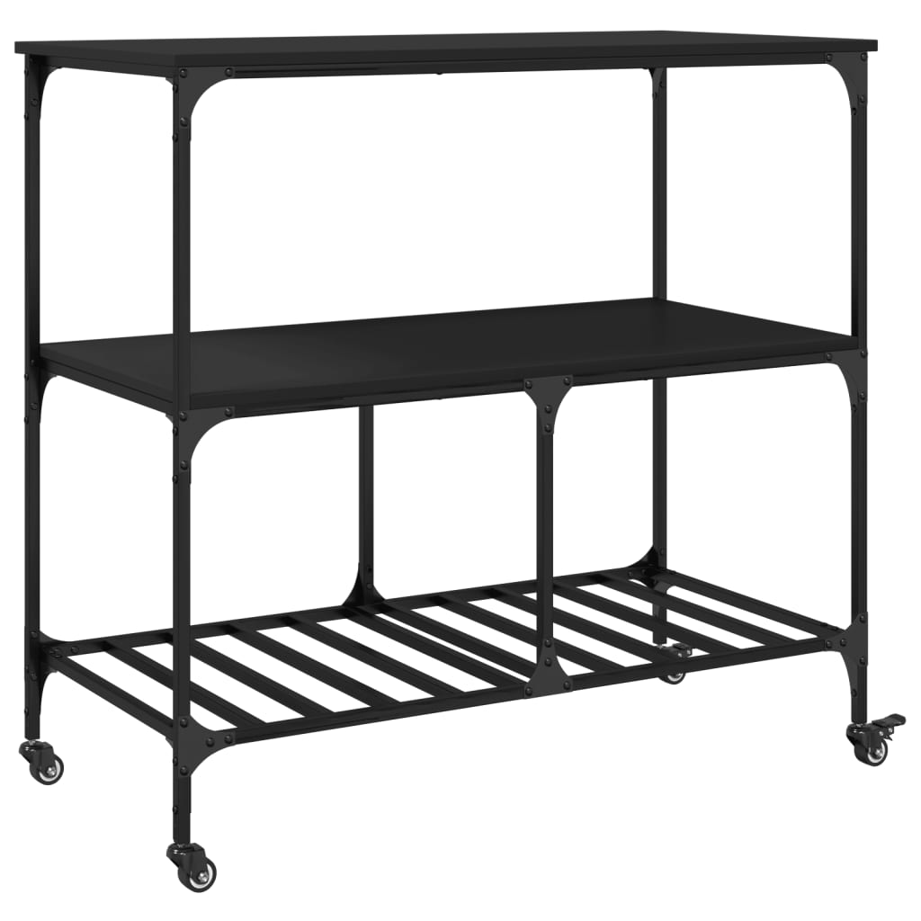 Kitchen Trolley Black 100x50x95 cm Particleboard