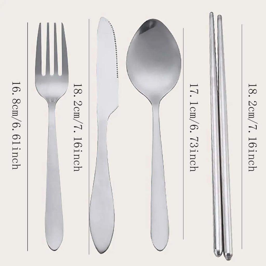 4 Teile/satz Reise Camping Besteck Set Tragbare Geschirr Edelstahl Stäbchen Löffel Gabel Steak Messer mit Lagerung Fall