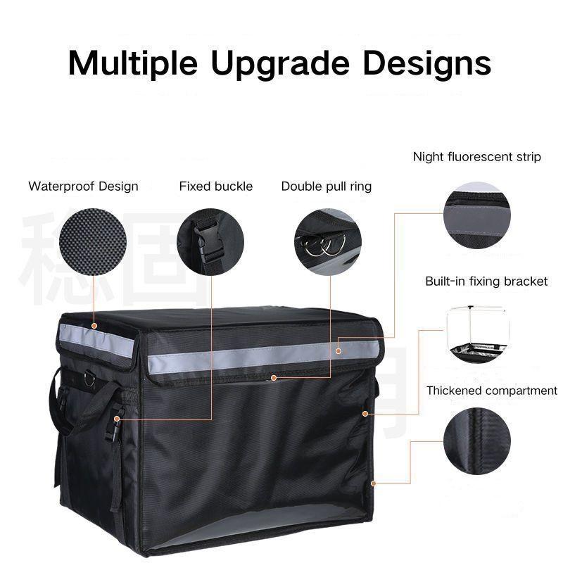 32L/48L/62L Motorcycle Delivery Food Business Takeout Bag Insulated Takeout Box Food Delivery Bag