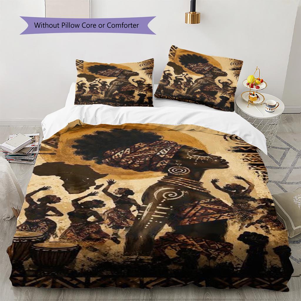 Africa Art Pattern Bedding Set Quilt Cover Pillowcase Home Decor Gift (1 * duvet cover + 2 * pillowcase, without core)