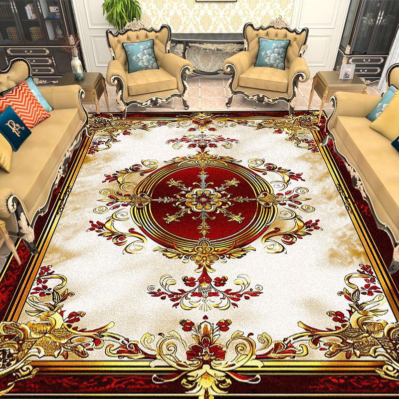European Gold Red Carpet Living Room Decoration Sofa Area Rugs for Bedroom Large Area Cloakroom Lounge Non-slip Floor Mats