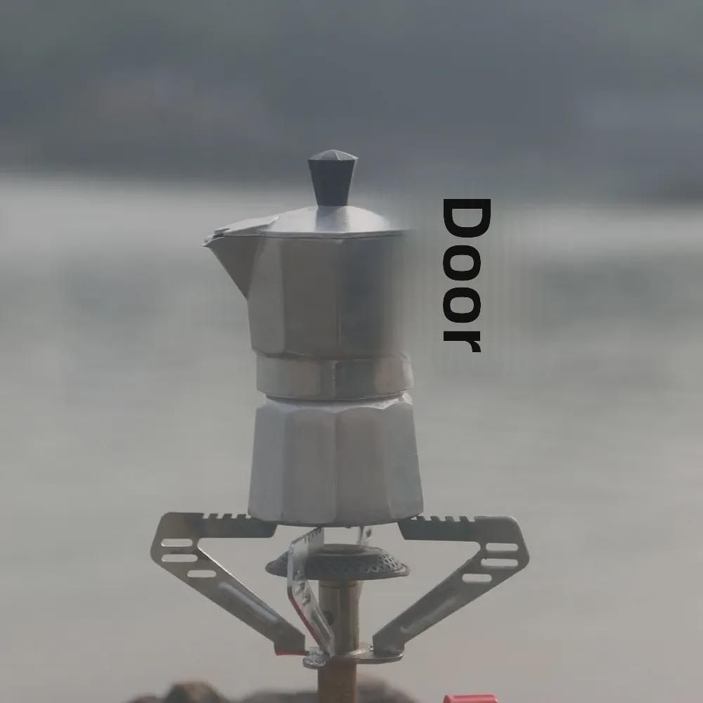 Achteckiges Moka-Espresso-Kaffeemaschinen-Set aus Aluminium für den Außenbereich