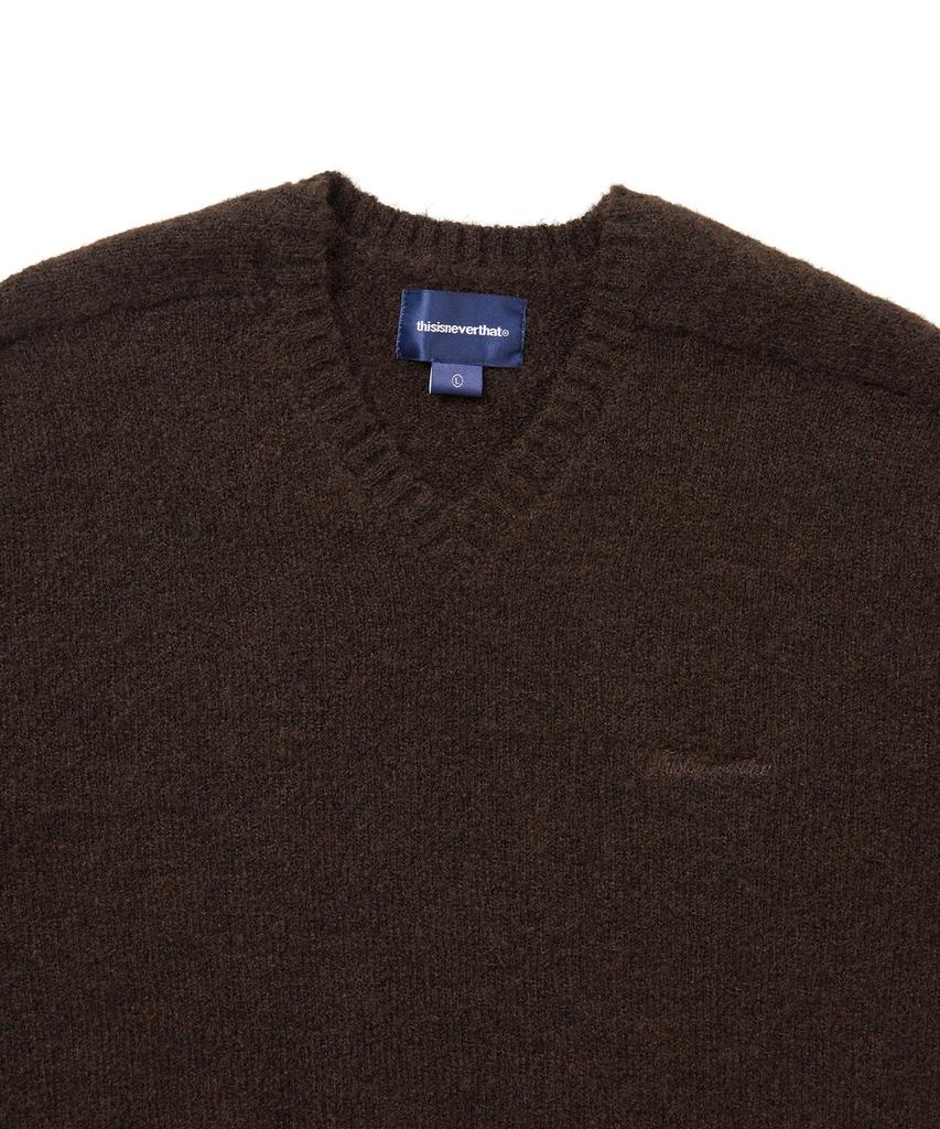 THISISNEVERTHAT Brushed V Neck Knit Sweater Brown