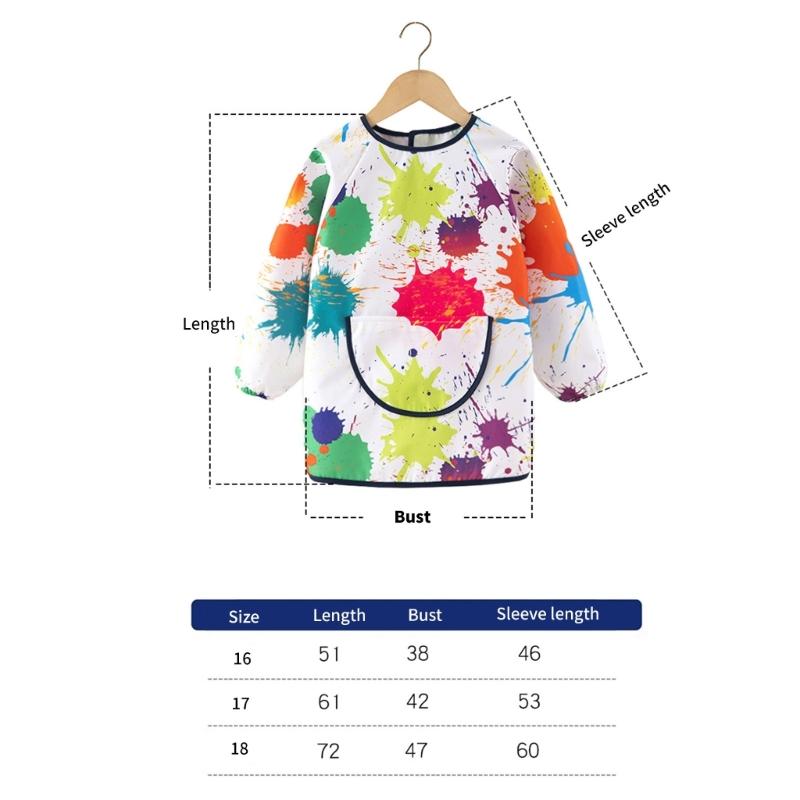 Kid Art Smock Water Resistant Toddler Smocks Painting Aprons with Long Sleeve Pocket for Painting Cooking Eating