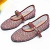 Fashion Leopard Mesh Design Flat Ballet Shoes Women Round Toe Soft Bottom Brand Slippers Breathable Comfortable Fashion Mary Jane Shoes