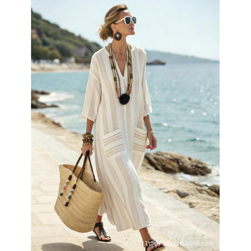 European and American bohemian women's dress seaside vacation elegant fashion print