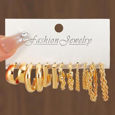 European & American Fashion Twist Hoop Earrings: Women's Versatile & Bold Statement Set