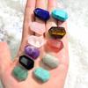 1pc Faceted Hexagon Natural Stone Pendant Rose Quartz Amethyst Tiger Eye Stone Charms for DIY Jewelry Accessories