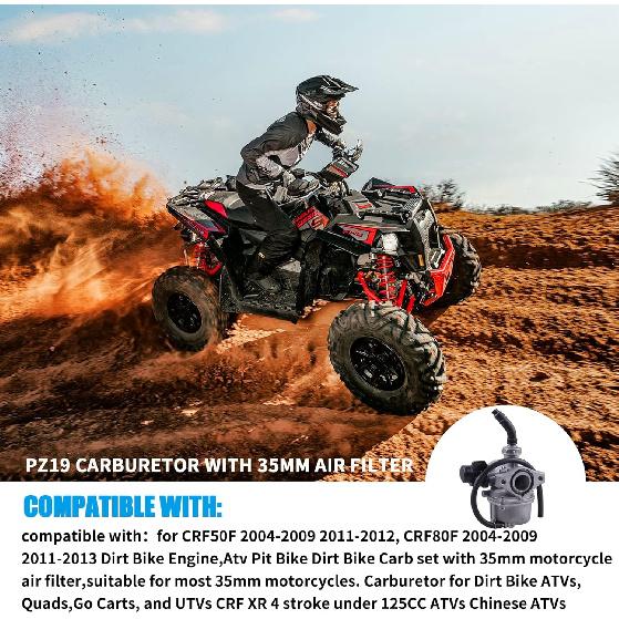 JIE PZ19 Carburetor with 35mm Air Filter for 50cc 70 90 110cc DR50 CRF XR 50 APOLLO 125CC coolster kazuma 110 Taotao Buyang Coolsport Redcat Peace