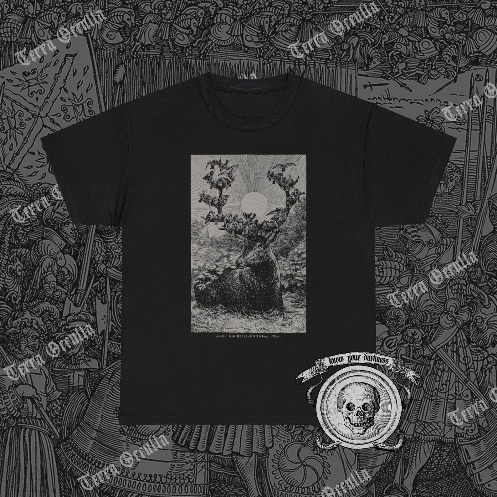 Stag and Birds Shirt, Deer, Forest Creatures, Wildlife XL