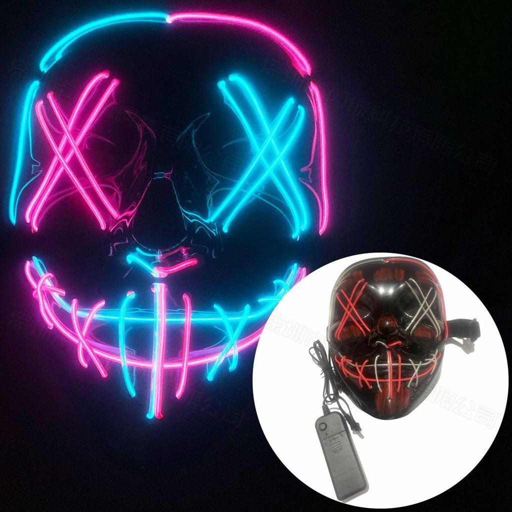 EL Cold Light LED Halloween Mask - Luminous Black V Mask for Shuffle Dance