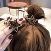 1-Piece Korean Glitter Headband - Red Hair Cord with Five-Star Motif, Flexible Girlish Design for Ponytails & Twisted Hairstyles