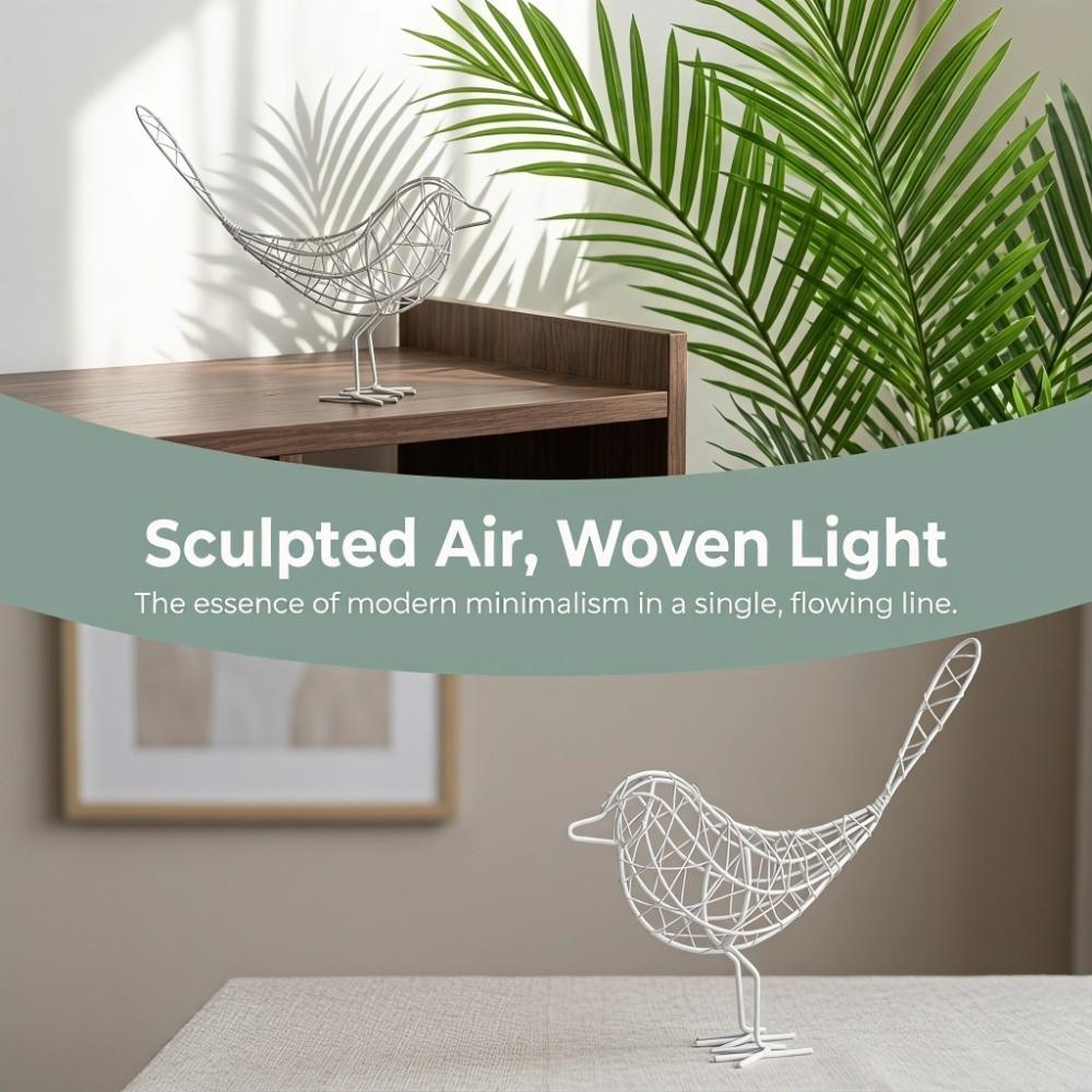 Iron Minimalist Wire Bird Statue White, Black, Gold Abstract Bird Wire Craft Outdoor Garden Statue белый