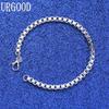925 Sterling Silver Fashion Jewelry 4mm Square Bracelet