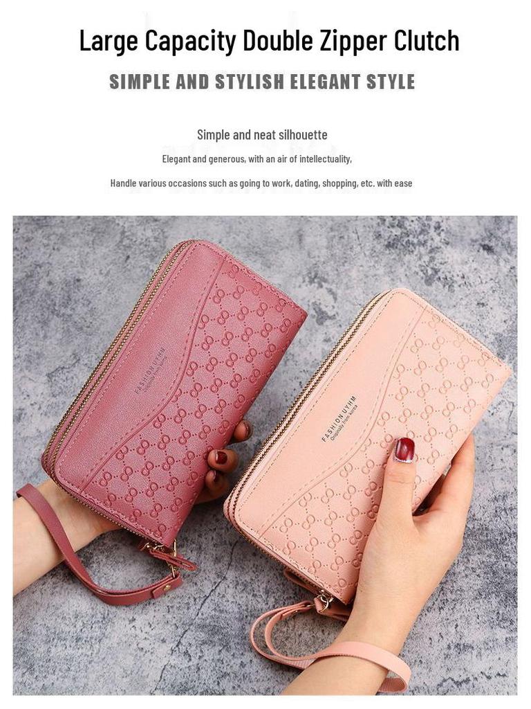 Kadın Uzun Cüzdan - Fermuarlı Bozuk Para Cüzdanı, Çok Fonksiyonlu Telefon Çantası, Çoklu Kart Yuvalı Geniş Kapasite.
