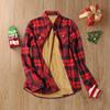 Fashion Plaid Print Fleece Shirt For Ladies Button Winter Lapel Jacket Pocket Ladies Coat