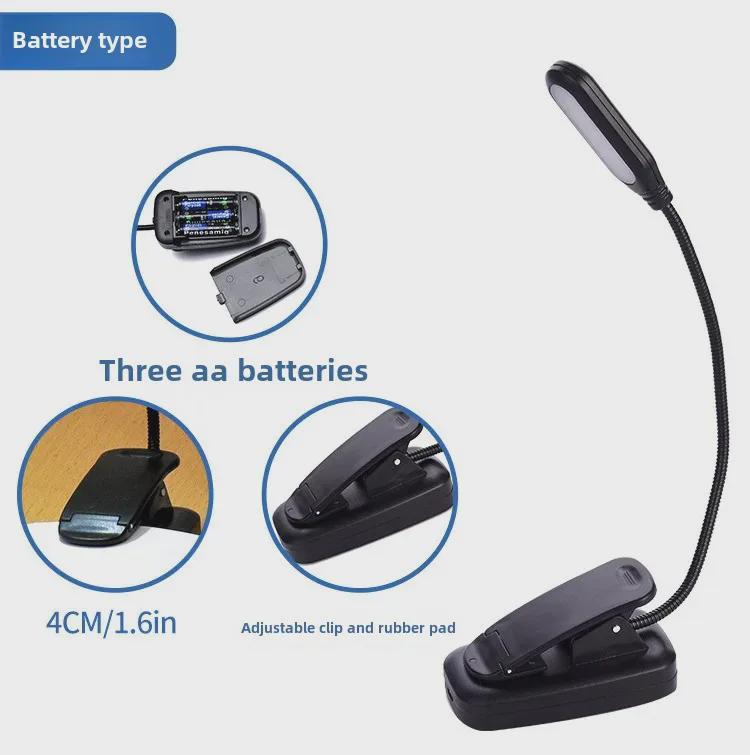 LED Desk Lamp with USB Charging, Eye Protection for Students, Bedside Dormitory Clip-On Reading Light with Adjustable Hose