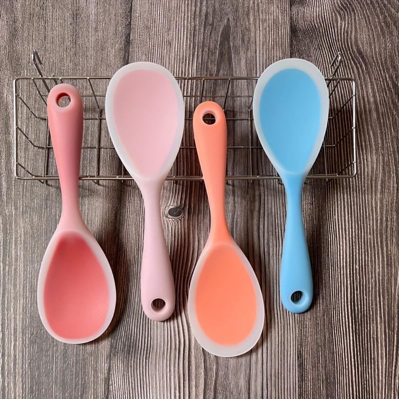 2pcs Silicone Rice Spoon New Half Transparent Thickened Non Stick High Temperature Resistant Easy Clean Kitchen Spatula Scoop Suitable for Rice