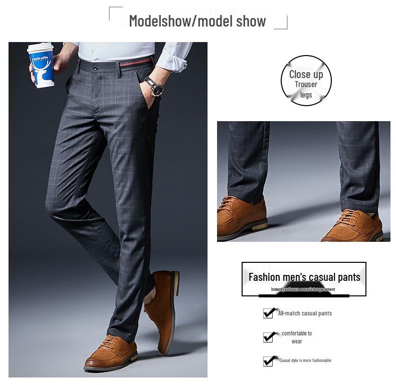 Men's Slim Fit Plaid Stretch Pants (2025 Summer/Autumn New) - Go One Size Up for a Looser Fit