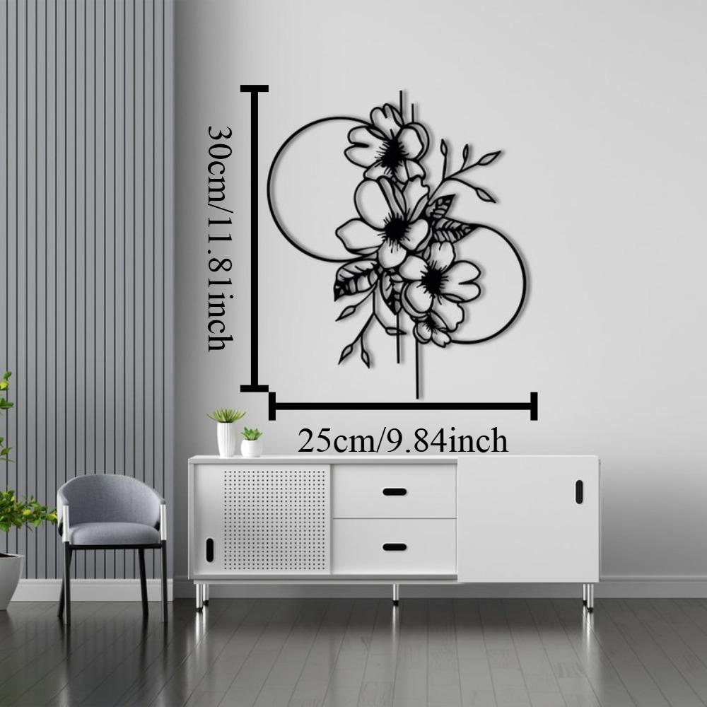 Metal Wall Art Rose Home Decor Minimalist Line Art Metal Flower 12in чёрный