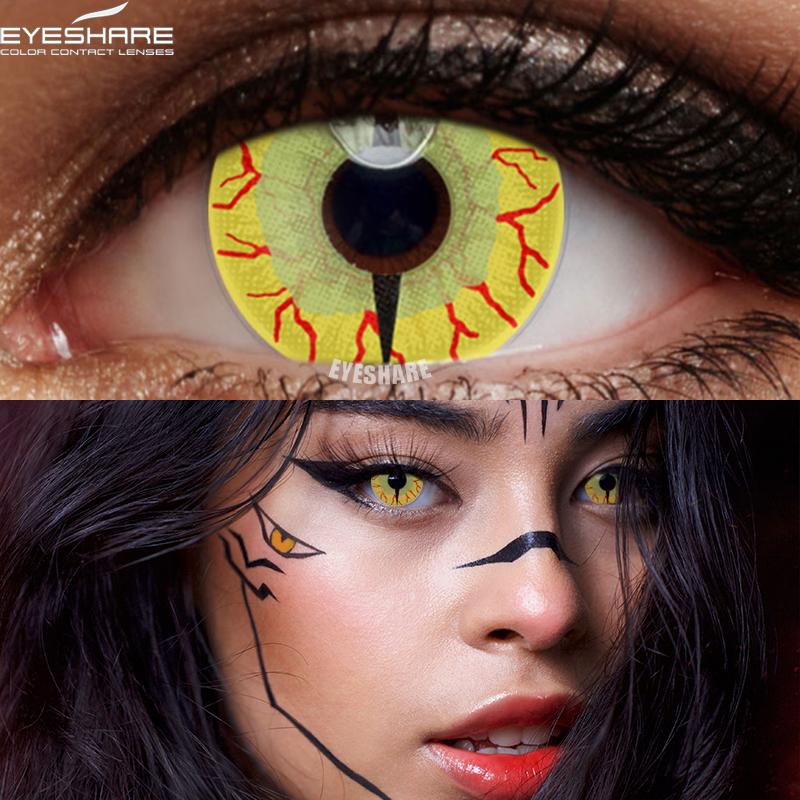 Eyeshare Fargekontaktlinser for øyne 2 stk Anime Cosplay Fargede linser Blå Lilla Halloween-linser Kontaktlinse Skjønnhetssminke